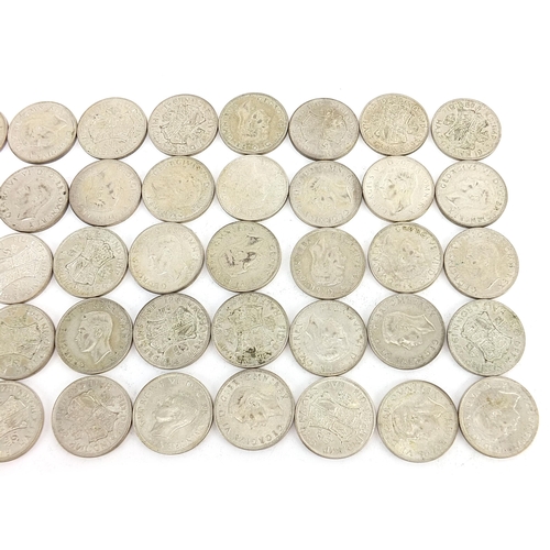 1593 - Collection of George VI British pre 1947 half crowns, 566.5g