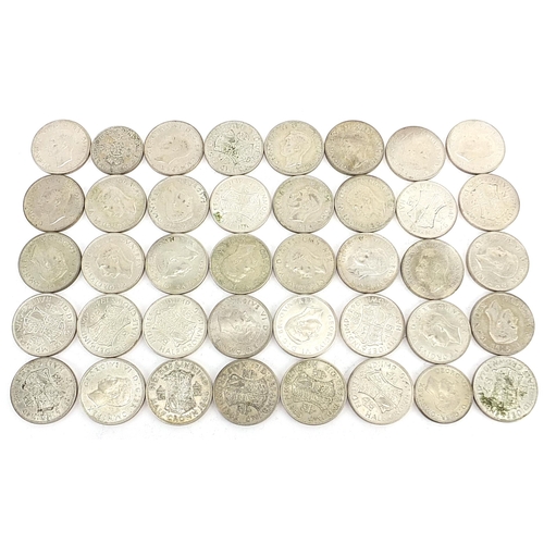 1592 - Collection of George VI British pre 1947 half crowns, 561.0g