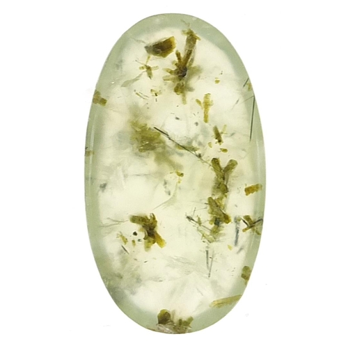 2080 - Oval cabochon prehnite gemstone with certificate, approximately 31.150 carat