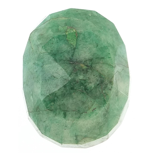 1734 - Large oval emerald gemstone with certificate, approximately 244.56 carat