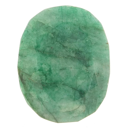 1734 - Large oval emerald gemstone with certificate, approximately 244.56 carat