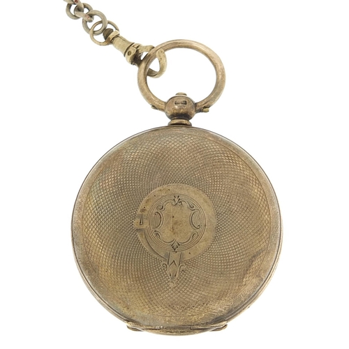 1929 - Victorian silver gentlemen's full hunter pocket watch on a white metal watch chain, the pocket watch... 