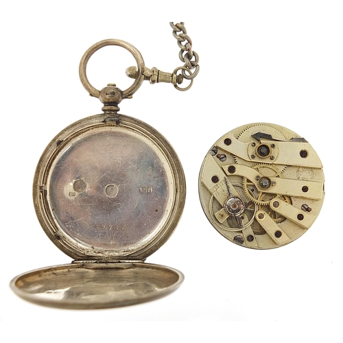 1929 - Victorian silver gentlemen's full hunter pocket watch on a white metal watch chain, the pocket watch... 