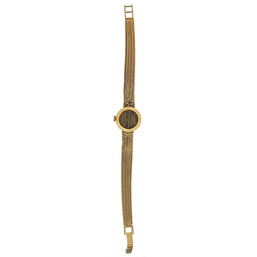 1647 - Garrard, ladies 9ct gold wristwatch with 9ct gold strap, 17mm in diameter, total weight 16.5g