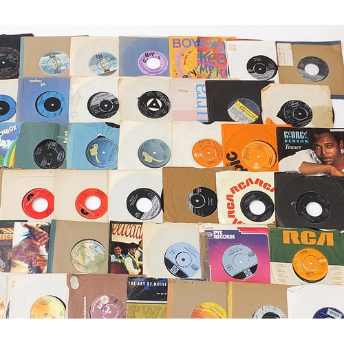 1432 - Collection of 45rpm records including A'ha, ABBA, Elvis Presley, The Hollies, Adam & the Ants and Ge... 