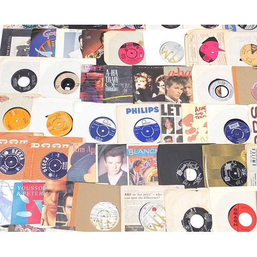 1432 - Collection of 45rpm records including A'ha, ABBA, Elvis Presley, The Hollies, Adam & the Ants and Ge... 