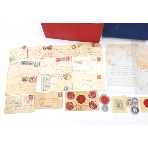 1520 - Collection of Victorian and later postal history and wax seals including Penny Reds, uniform penny p... 