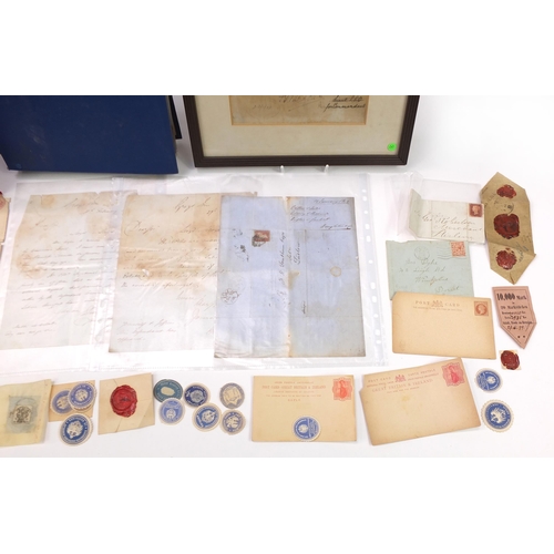 1520 - Collection of Victorian and later postal history and wax seals including Penny Reds, uniform penny p... 