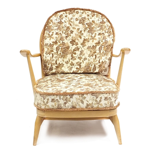 807 - Ercol light elm Windsor armchair, 78cm high