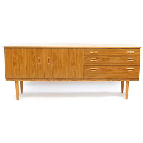 861 - Schreiber, Scandinavian style mid century teak sideboard with three drawers and a pair of cupboard d... 