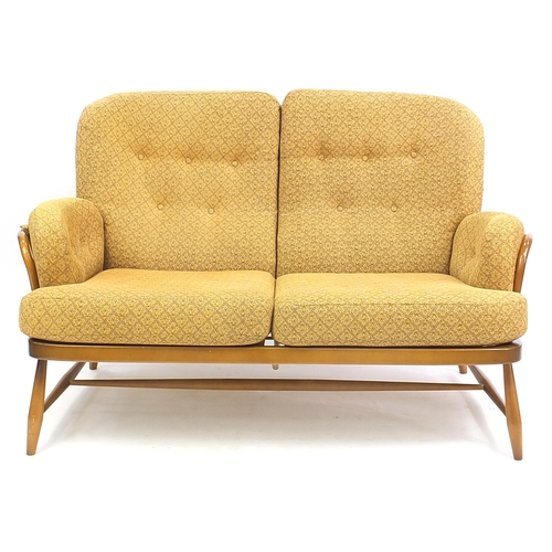 846 - Ercol elm Jubilee two seater settee, 142cm wide