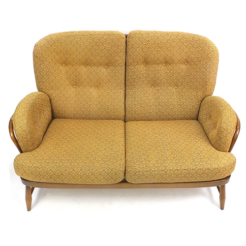 846 - Ercol elm Jubilee two seater settee, 142cm wide