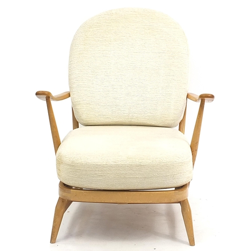 823 - Ercol light elm Windsor armchair, 85cm high