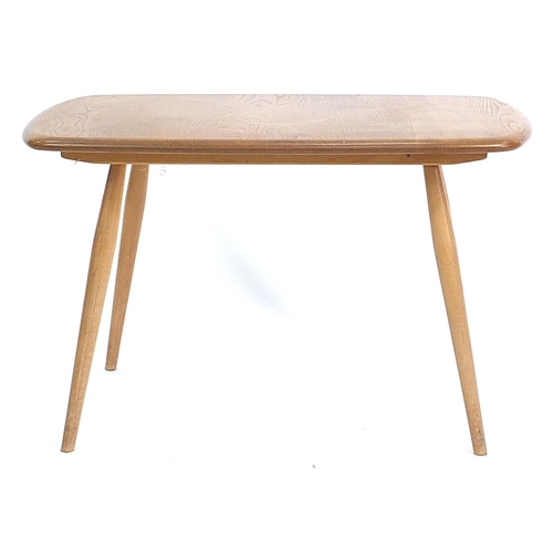 802 - Ercol light elm Windsor occasional table, 45cm H x 72.5cm W x 44cm D