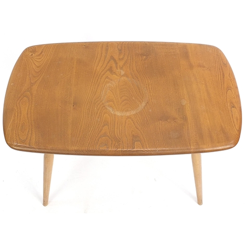 802 - Ercol light elm Windsor occasional table, 45cm H x 72.5cm W x 44cm D