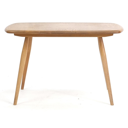 802 - Ercol light elm Windsor occasional table, 45cm H x 72.5cm W x 44cm D