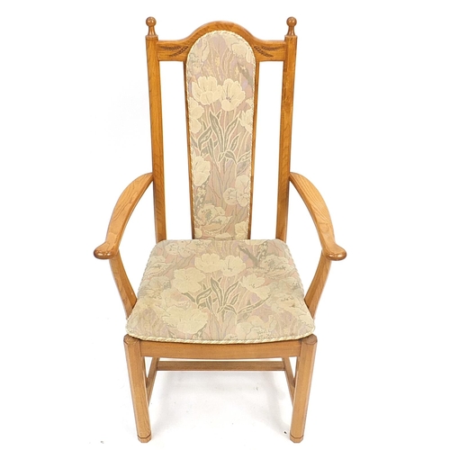 880 - Ercol ash and elm carver chair, 106cm high