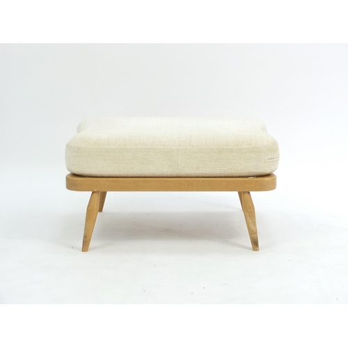 821 - Ercol light elm Windsor footstool, 37cm H x 70cm W x 30cm D