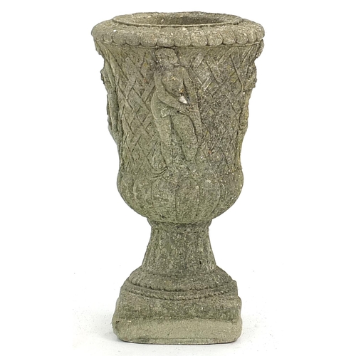 890 - Garden stoneware planter relief decorated with maidens, 46cm high