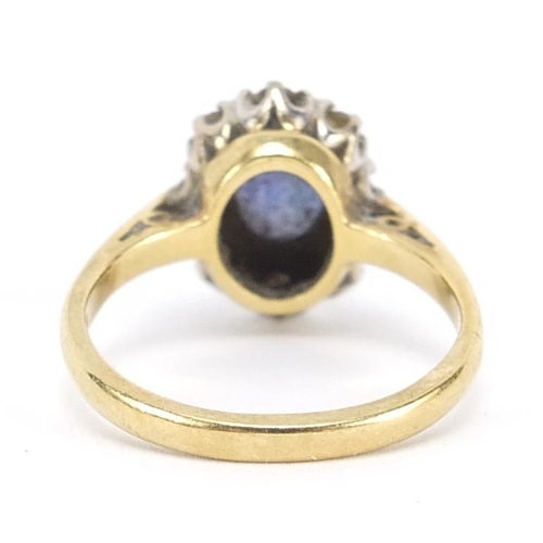 1826 - 18ct gold sapphire and diamond ring, size I, 3.4g