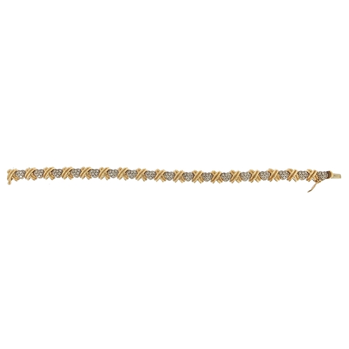 1717 - 9ct gold and diamond love heart bracelet, 18cm in length, 16.4g