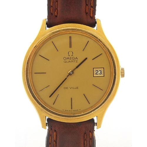 1739 - Omega, gentlemen's Omega Deville wristwatch with date aperture, 35mm in diameter