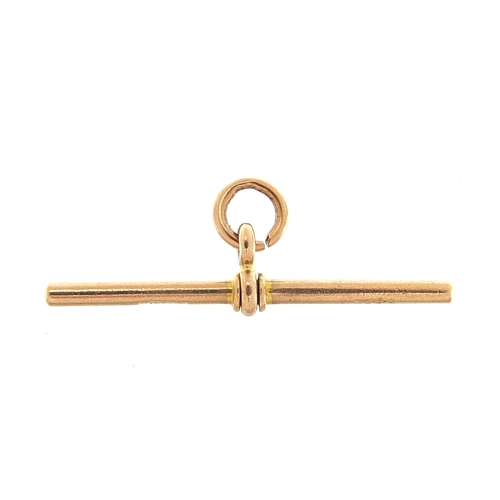 2065 - 9ct rose gold T bar, 3.3cm wide, 1.7g