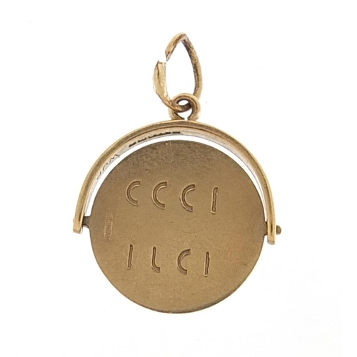 2015 - 9ct gold good luck spinner charm, 1.5cm wide, 1.1g