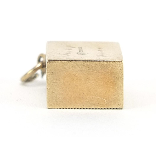 1926 - 9ct gold emergency one pound note charm, 1.4cm wide, 2.3g