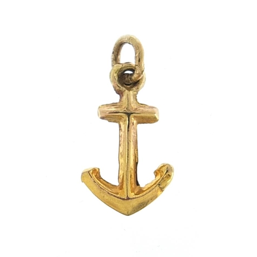 2048 - 9ct gold anchor charm, 1.5cm high, 0.4g