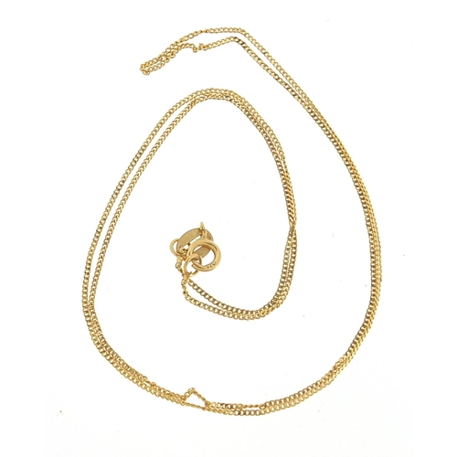 2101 - 9ct gold curb link necklace, 40cm in length, 0.9g