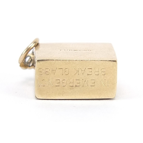 2023 - 9ct gold emergency ten shilling note charm, 1.3cm wide, 2.2g