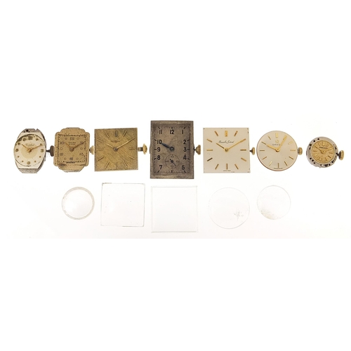 2149 - Seven ladies and gentlemen's wristwatch movements including Longines and Omega