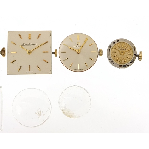 2149 - Seven ladies and gentlemen's wristwatch movements including Longines and Omega