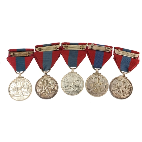 2302 - Five British military Elizabeth II Imperial Service medals with cases awarded to Leonard Hill Messen... 