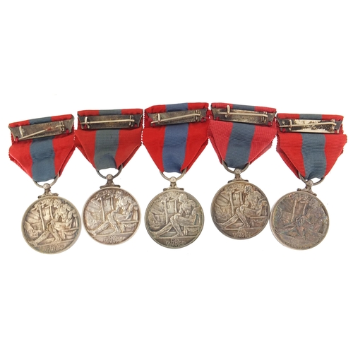 2313 - Five British military George VI Imperial Service medals awarded to Edward John Henden, John Cawston,... 