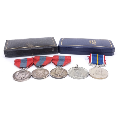 2305 - Military and commemorative medals including three George VI Imperial Service medals awarded to Norma... 