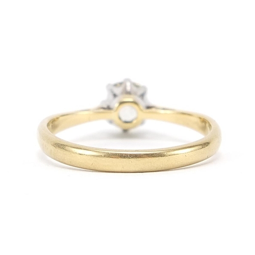 1650 - 18ct gold diamond solitaire ring, approximately 0.54 carat, size P, 3.1g