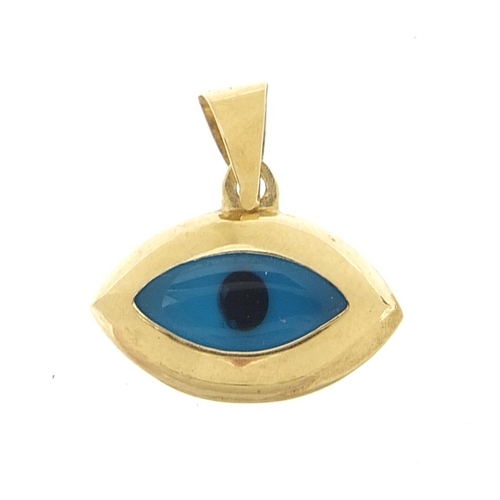 1979 - 14ct gold all seeing eye pendant, 1.5cm wide, 1.0g