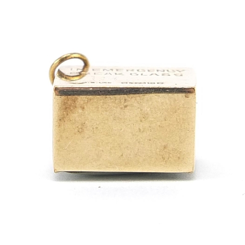 1872 - 9ct gold emergency one pound note charm, 1.4cm wide, 3.0g