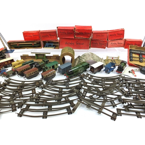 1333 - Hornby O gauge model railway locomotives and accessories, some with boxes including Southern 329 loc... 