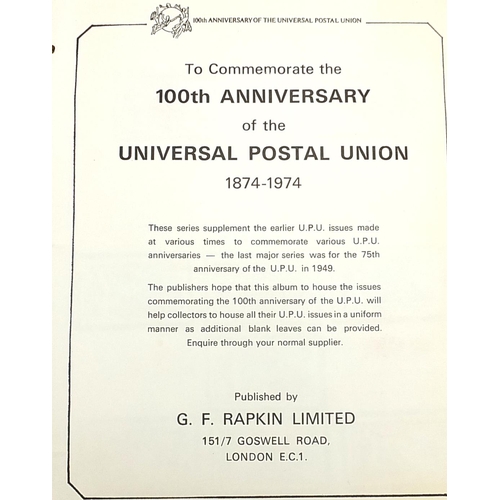 1536 - Collection of Universal Postal Union 100th Anniversary stamps arranged in an album, Aitutaki to Zamb... 