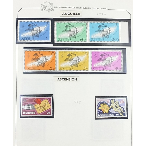 1536 - Collection of Universal Postal Union 100th Anniversary stamps arranged in an album, Aitutaki to Zamb... 