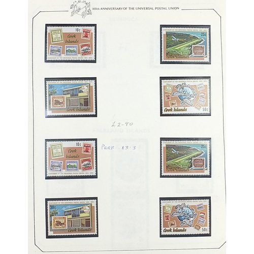 1536 - Collection of Universal Postal Union 100th Anniversary stamps arranged in an album, Aitutaki to Zamb... 