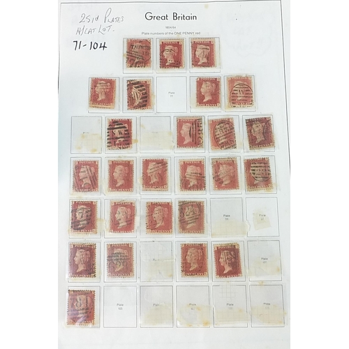 1533A - Collection of Victorian stamps including Penny Reds and Halfpenny Reds arranged on sheets including ... 