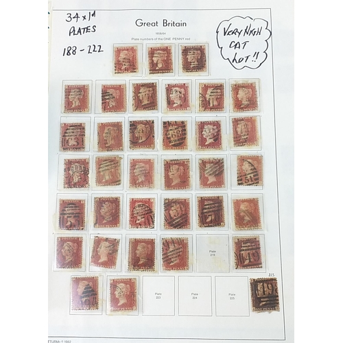 1533A - Collection of Victorian stamps including Penny Reds and Halfpenny Reds arranged on sheets including ... 