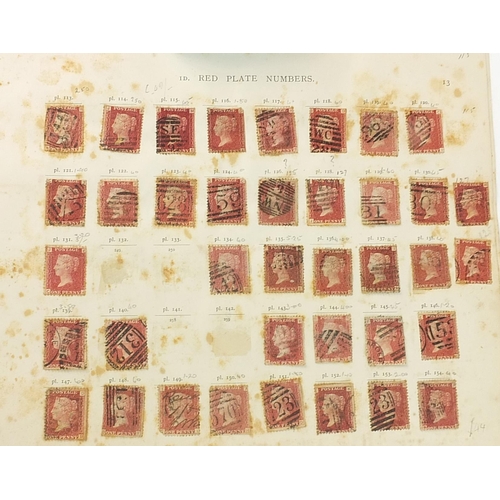 1533A - Collection of Victorian stamps including Penny Reds and Halfpenny Reds arranged on sheets including ... 