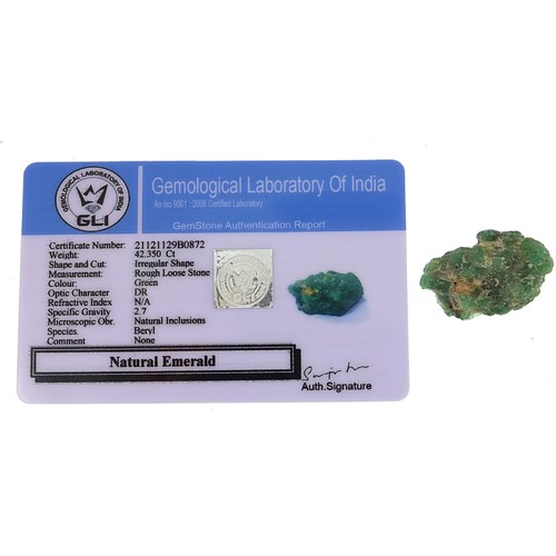 2144 - Emerald gemstone with certificate, approximately 42.350 carat