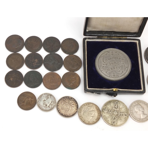 1601 - Antique and later coinage and tokens, some silver including hammered groat, Victorian farthings and ... 