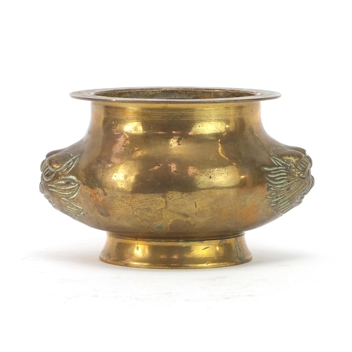 1276 - Chinese patinated bronze incense burner, 14cm wide